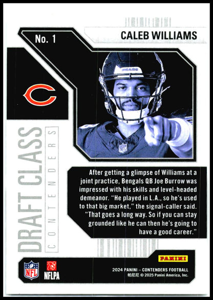 2024 Panini Contenders Draft Class Contenders #1 Caleb Williams Chicago Bears