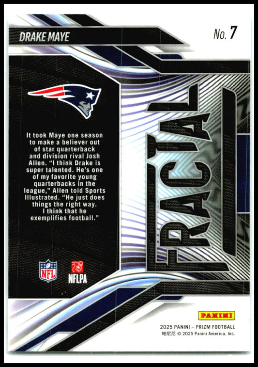 2025 Panini Prizm Fractal #7 Drake Maye New England Patriots