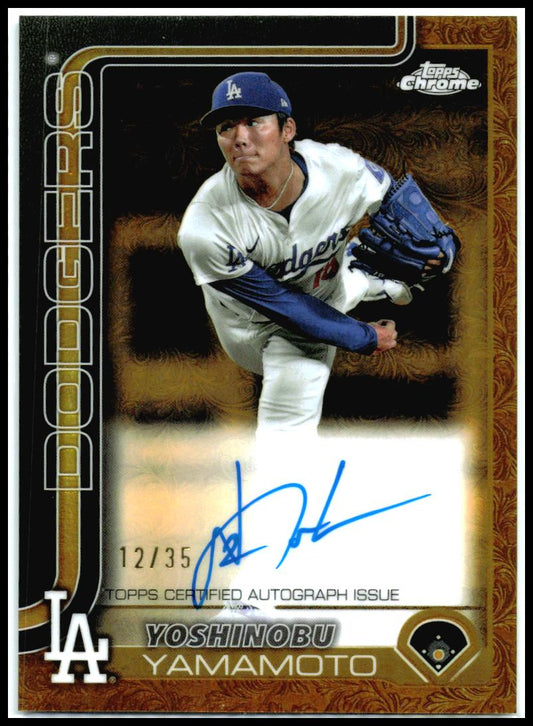 2024 Topps Gilded Chrome Auto Rose Gold #/25 #CGA-YY Yoshinobu Yamamoto Auto
