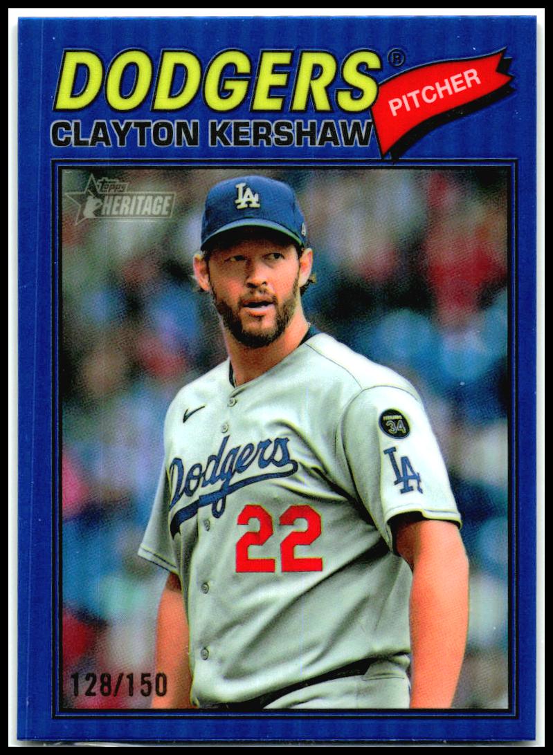 2026 Topps Heritage Chrome Blue Refractors #190 Clayton Kershaw Dodgers