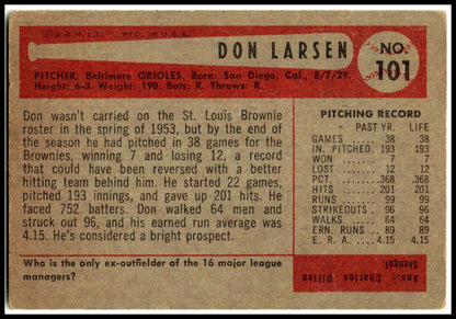 1954 Bowman #101 Don Larsen Rookie Baltimore Orioles