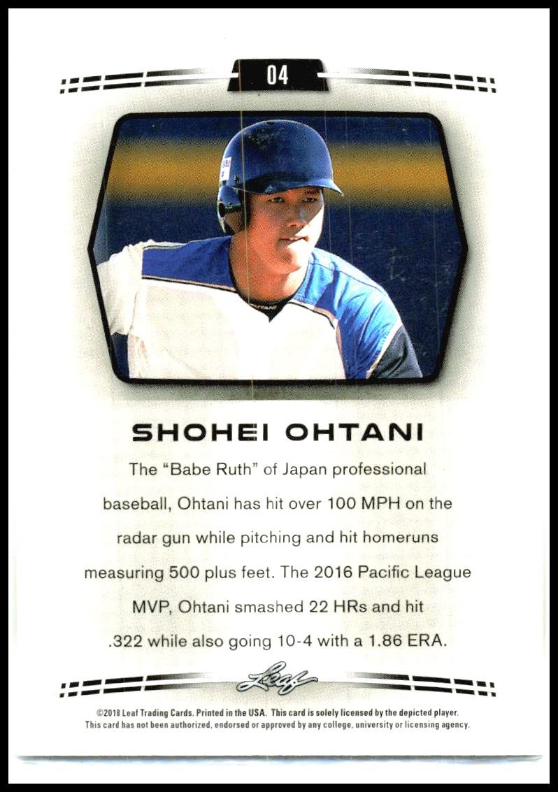 2018 Leaf #04 Shohei Ohtani Los Angeles Angels