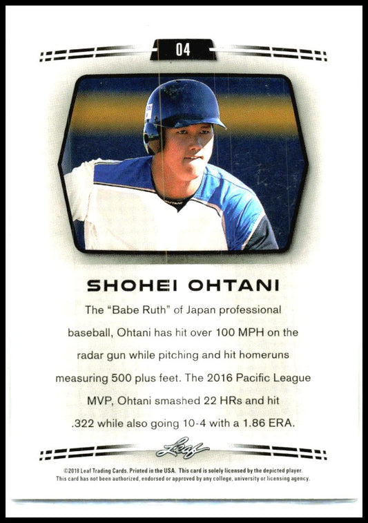 2018 Leaf #04 Shohei Ohtani Los Angeles Angels