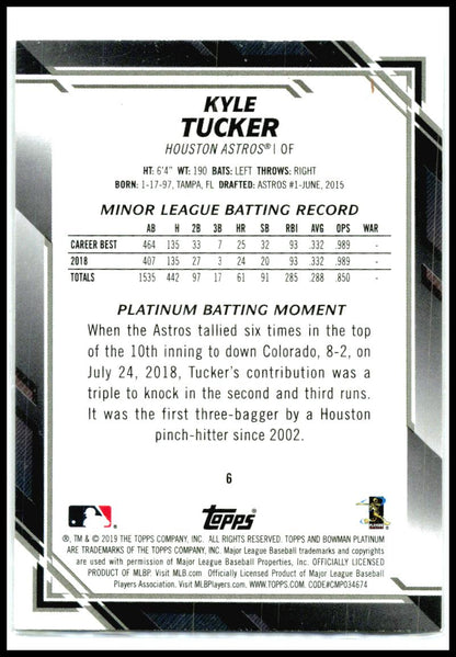 2019 Bowman Platinum #6 Kyle Tucker Rookie Houston Astros