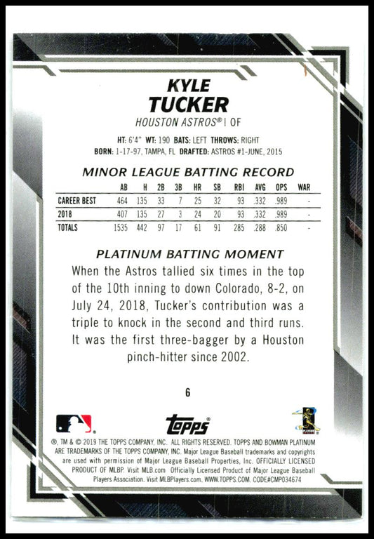 2019 Bowman Platinum #6 Kyle Tucker Rookie Houston Astros