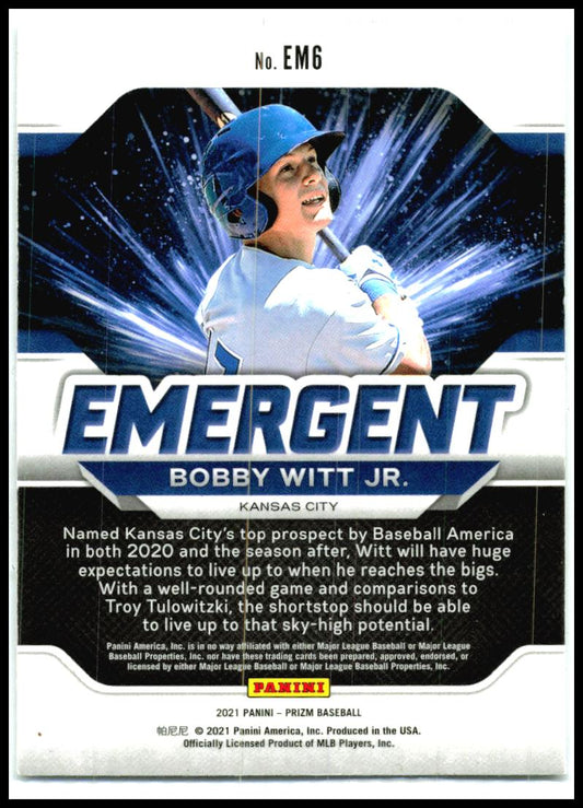 2021 Panini Prizm Emergent #EM6 Bobby Witt Jr. Kansas City Royals