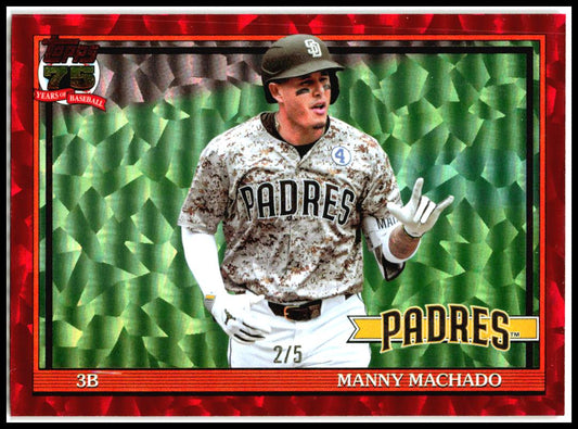 2026 Topps 1991 Topps 35th Red Crackle Foil #/5 #T91-23 Manny Machado Padres