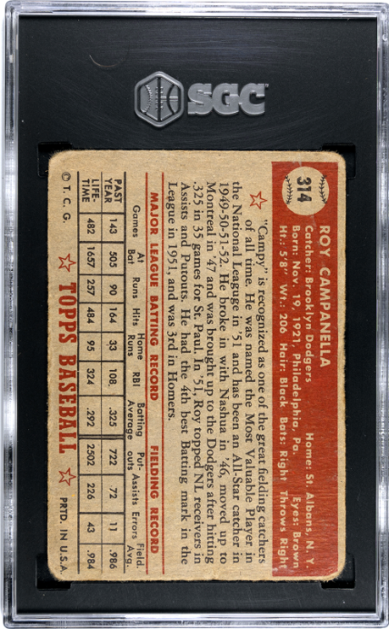 1952 Topps #314 Roy Campanella