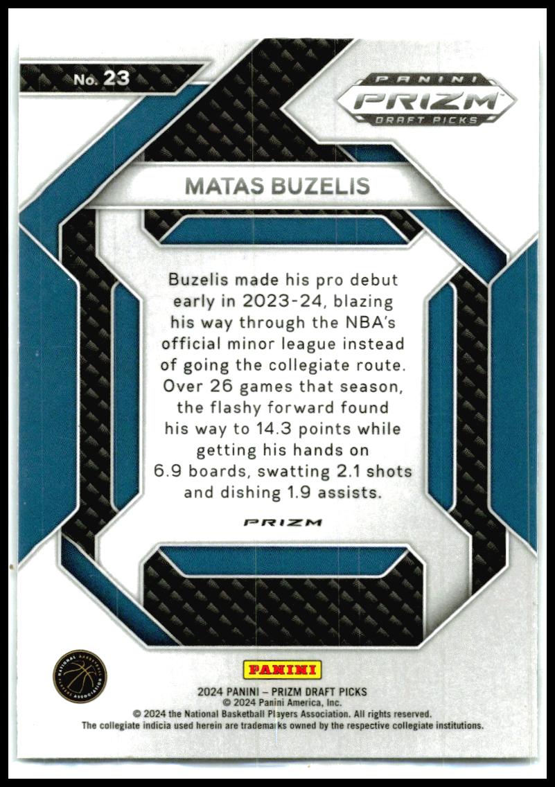 2024 Panini Prizm Draft Picks New Recruits Prizms Ice #23 Matas Buzelis Bulls