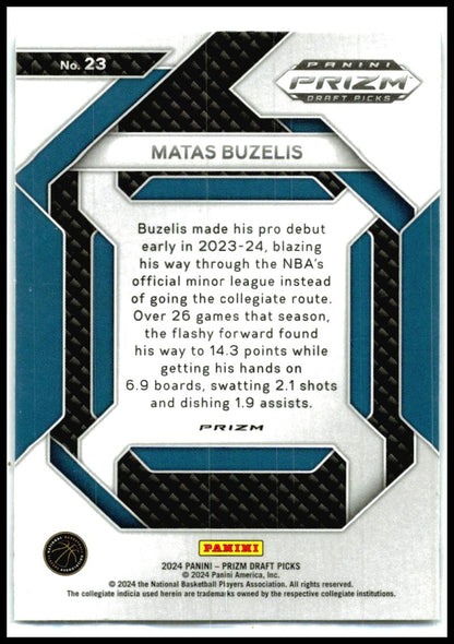 2024 Panini Prizm Draft Picks New Recruits Prizms Ice #23 Matas Buzelis Bulls