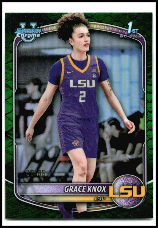 2025-26 Bowman Chrome Prospects Reptilian Green Refractor #BCP-48 Grace Knox LSU