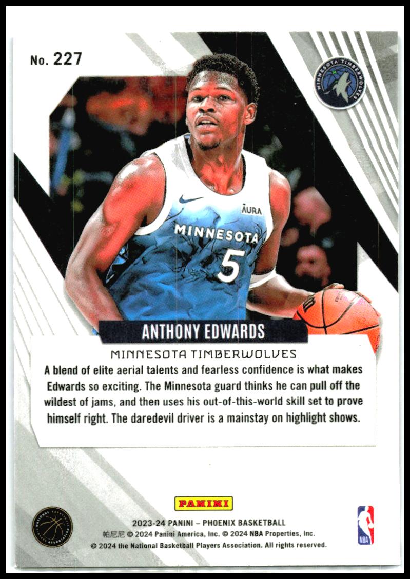 2023-24 Panini Phoenix Phoenix Blue Ice #227 Anthony Edwards Minnesota