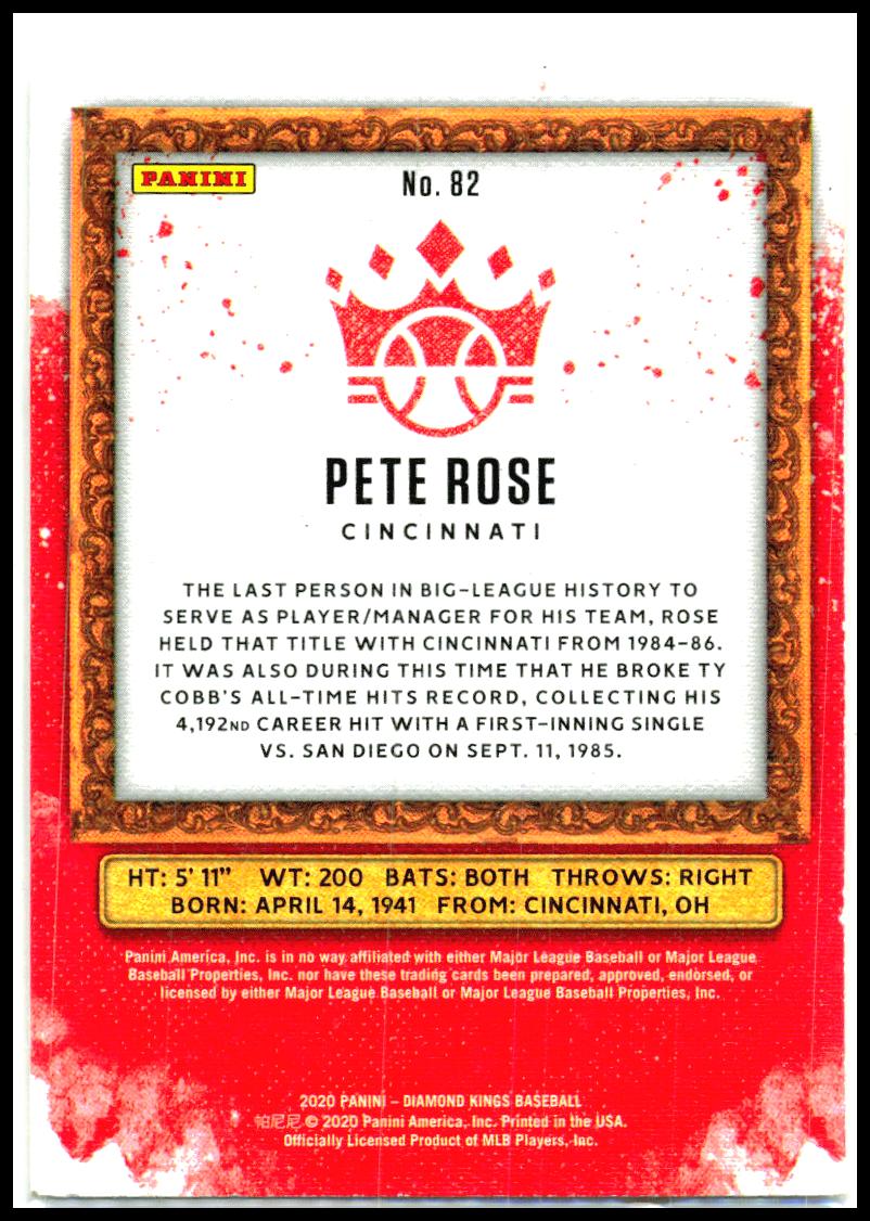 2020 Panini Diamond Kings #82 Pete Rose Cincinnati Reds