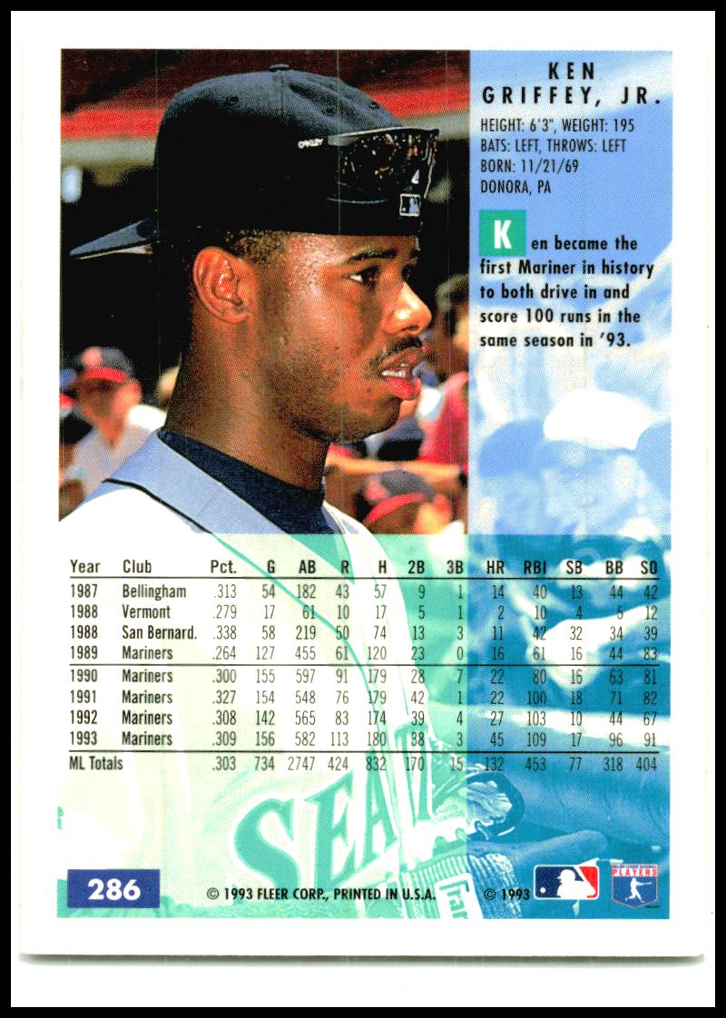 1994 Fleer #286 Ken Griffey Jr. Seattle Mariners