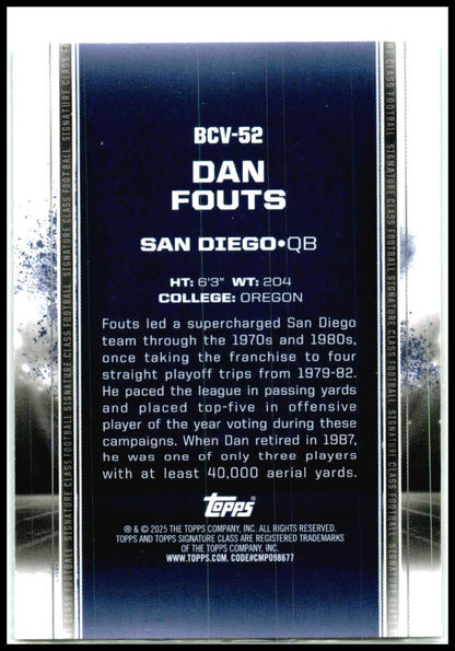 2024 Topps Signature Class Chrome Teal #/225 #BCV-52 Dan Fouts Chargers
