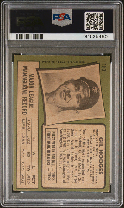 1971 Topps #183 Gil Hodges PSA 4 Mets