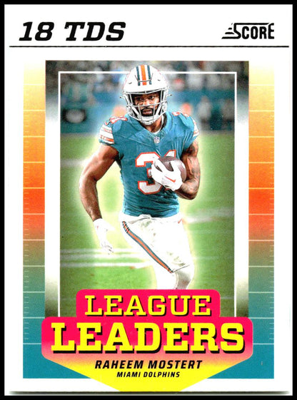 2024 Score League Leaders Orange #LL-RMT Raheem Mostert Miami Dolphins