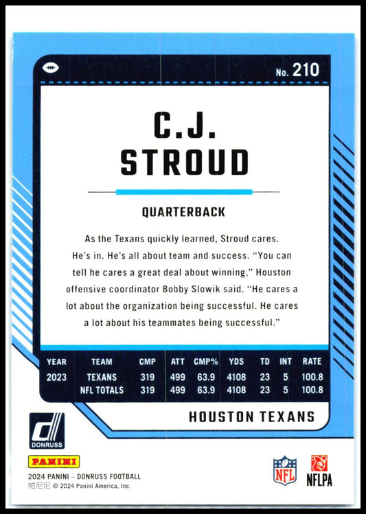 2024 Donruss Press Proof Blue #210 CJ Stroud Houston Texans
