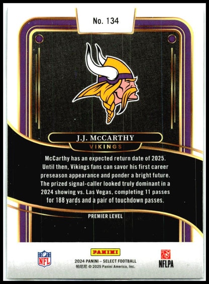 2024 Panini Select #134 J.J. McCarthy Rookie Minnesota Vikings