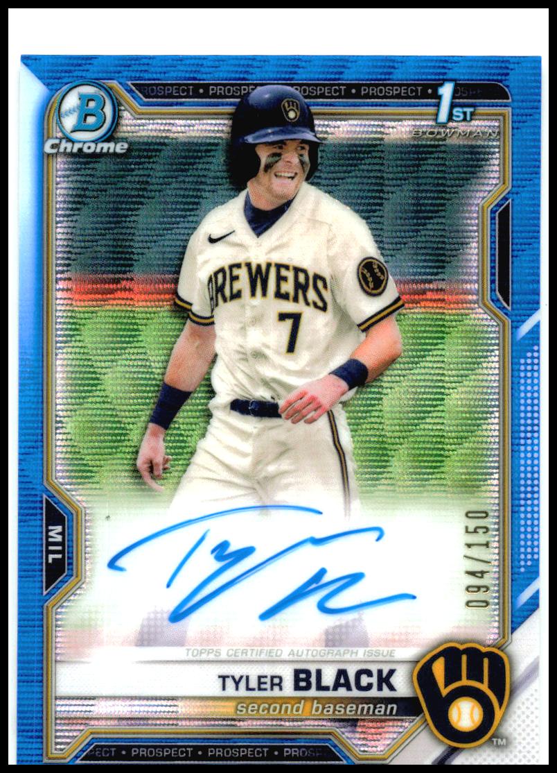 2021 Bowman Draft Chrome Auto Blue Wave #/50 #CDA-TB Tyler Black Auto Brewers