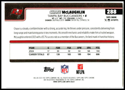 2025 Topps Chrome Hot Pink X-Fractor #288 Chase McLaughlin Tampa Bay Buccaneers