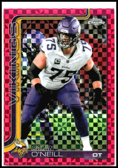 2025 Topps Chrome Hot Pink X-Fractor #196 Brian O'Neill Minnesota Vikings