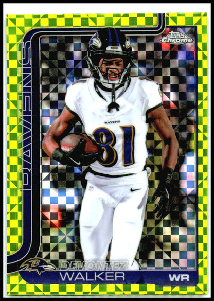 2025 Topps Chrome Yellow Pink X-Fractor #26 Devontez Walker Baltimore Ravens