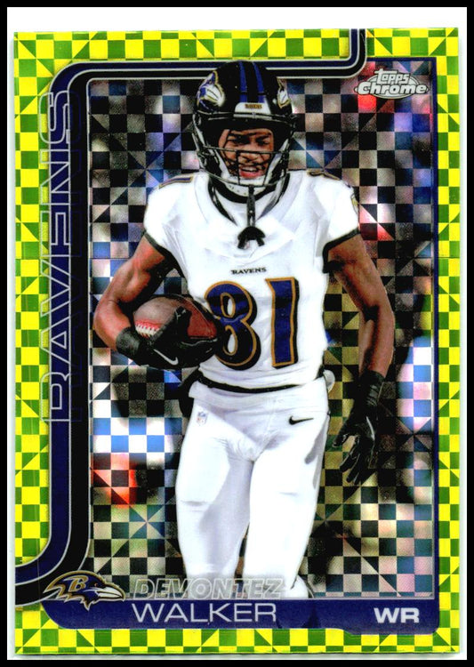 2025 Topps Chrome Yellow Pink X-Fractor #26 Devontez Walker Baltimore Ravens