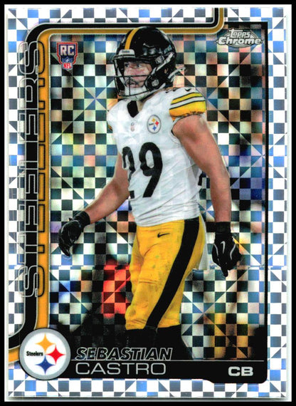 2025 Topps Chrome X-Fractor #370 Sebastian Castro Rookie Pittsburgh Steelers