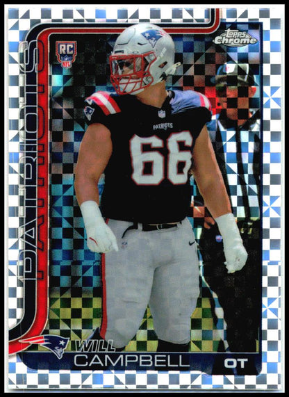2025 Topps Chrome X-Fractor #379 Will Campbell Rookie New England Patriots