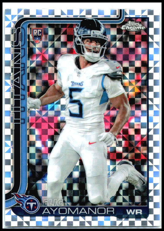 2025 Topps Chrome X-Fractor #336 Elic Ayomanor Rookie Tennessee Titans