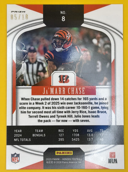 2025 Panini Honors Gold #8 Ja'Marr Chase #/10 Cincinnati Bengals