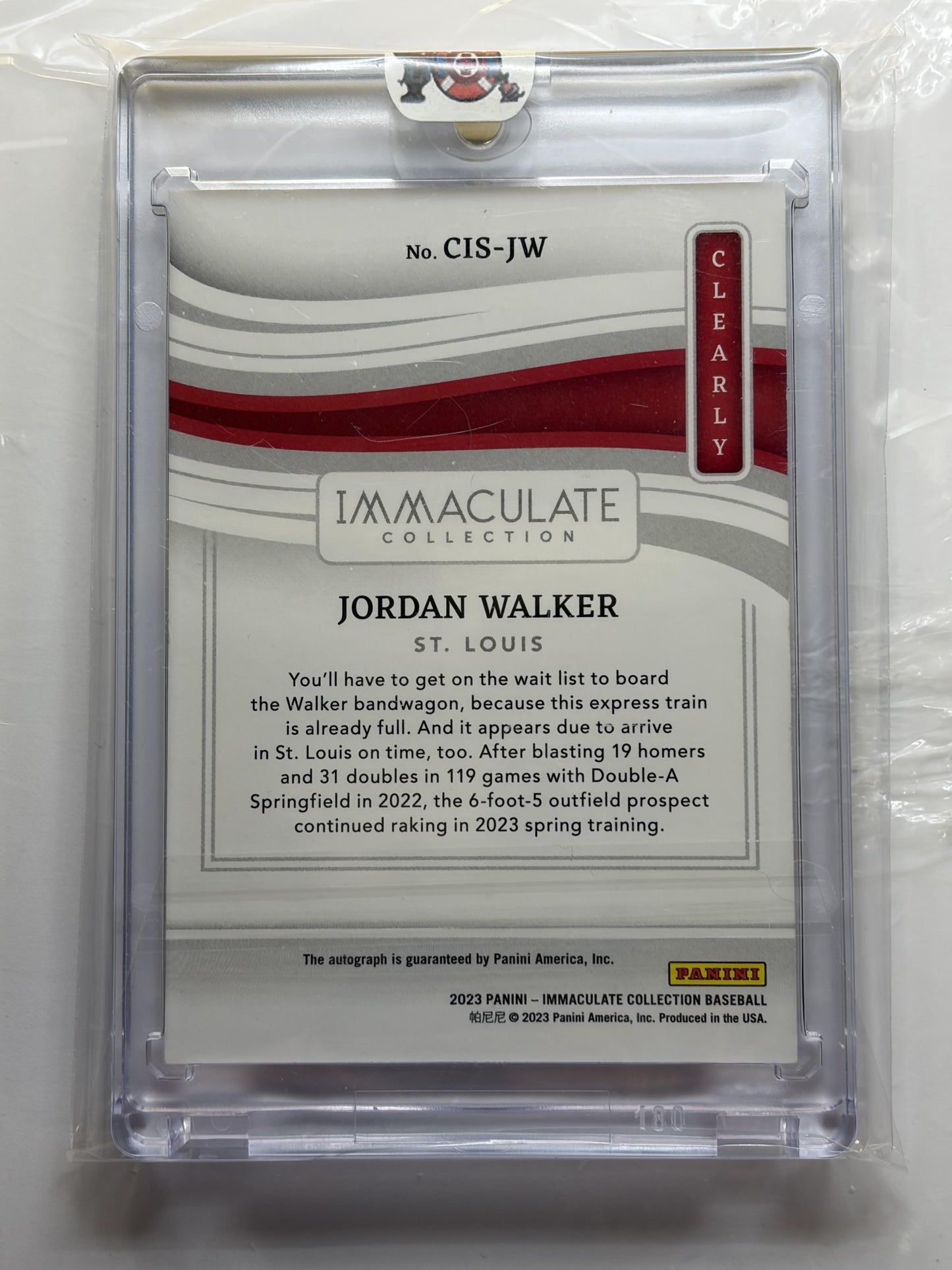 2023 Immaculate Collection Clearly Signature Red #/20 #CIS-JW Jordan Walker Auto
