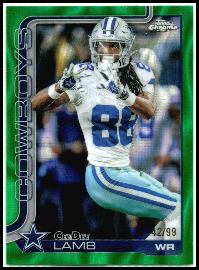 2025 Topps Chrome Green Wave Refractor #76 CeeDee Lamb Dallas Cowboys