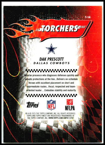 2025 Finest Torchers X-Fractor #T-14 Dak Prescott Dallas Cowboys