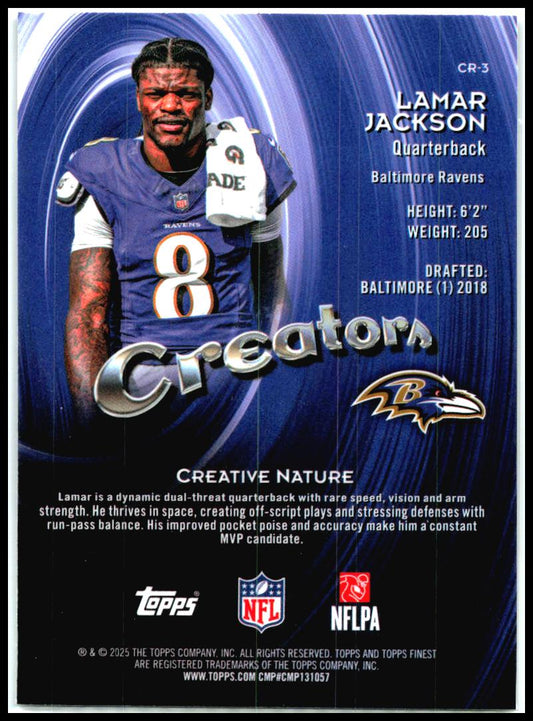 2025 Finest Creators #CR-3 Lamar Jackson Baltimore Ravens