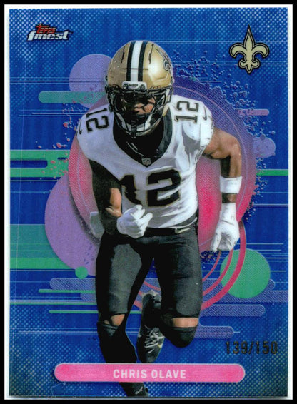 2025 Finest Blue Refractor #174 Chris Olave #/150 New Orleans Saints