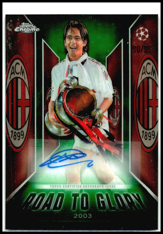 2025-26 Topps Chrome UEFA Club Road to Glory Auto Green # Filippo Inzaghi Auto