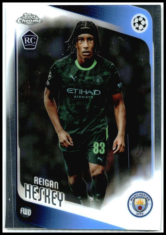 2025-26 Topps Chrome UEFA Club #142 Reigan Heskey Rookie Manchester City