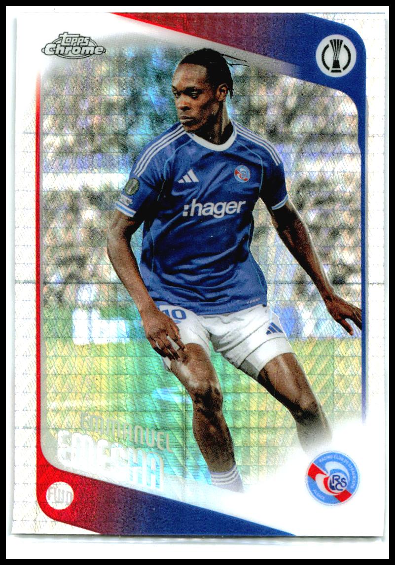 2025-26 Topps Chrome UEFA Club Prism Refractor #110 Emanuel Emegha RC Strasbourg