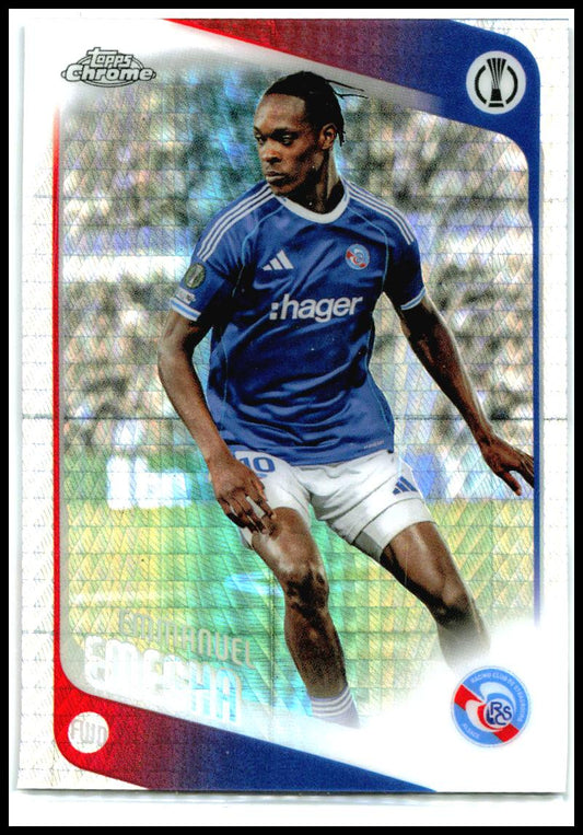 2025-26 Topps Chrome UEFA Club Prism Refractor #110 Emanuel Emegha RC Strasbourg