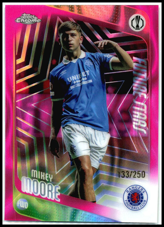 2025-26 Topps Chrome UEFA Club Pink Lava Refractor #56 Mikey Moore Glasgow