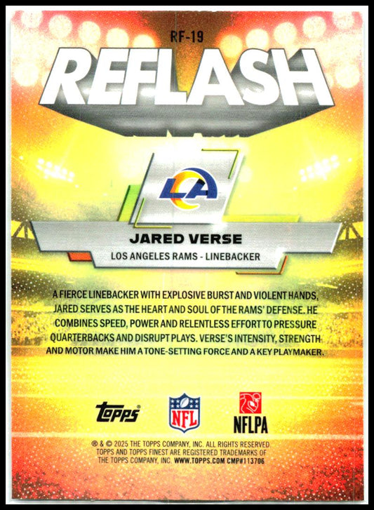 2025 Finest Reflash #RF-19 Jared Verse Los Angeles Rams