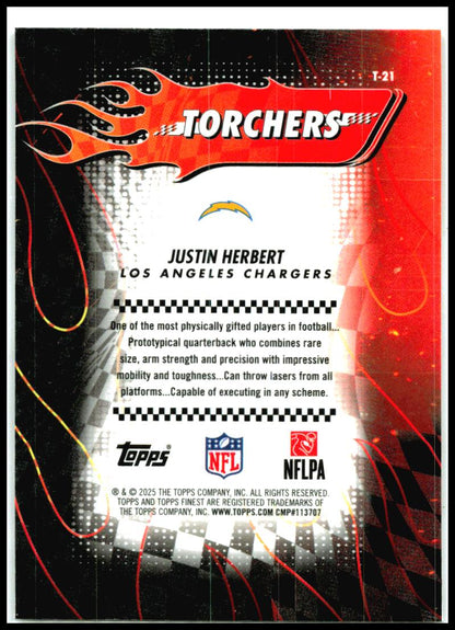 2025 Finest Torchers #T-21 Justin Herbert Los Angeles Chargers