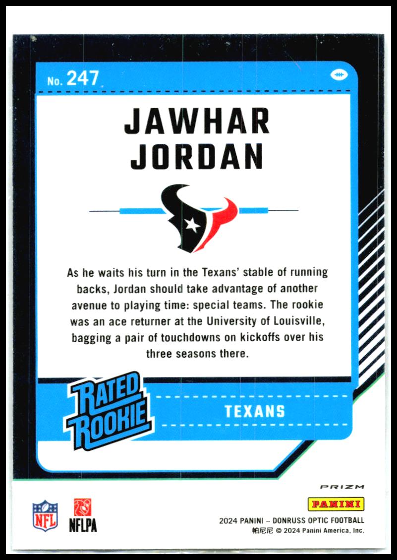 2024 Donruss Optic Holo #247 Jawhar Jordan Houston Texans