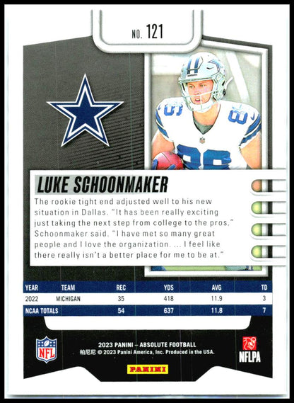 2023 Panini Absolute #121 Luke Schoonmaker Dallas Cowboys