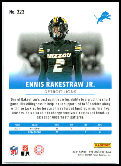 2024 Panini Prestige Xtra Points Pink #/25 #323 Ennis Rakestraw Rookie Lions