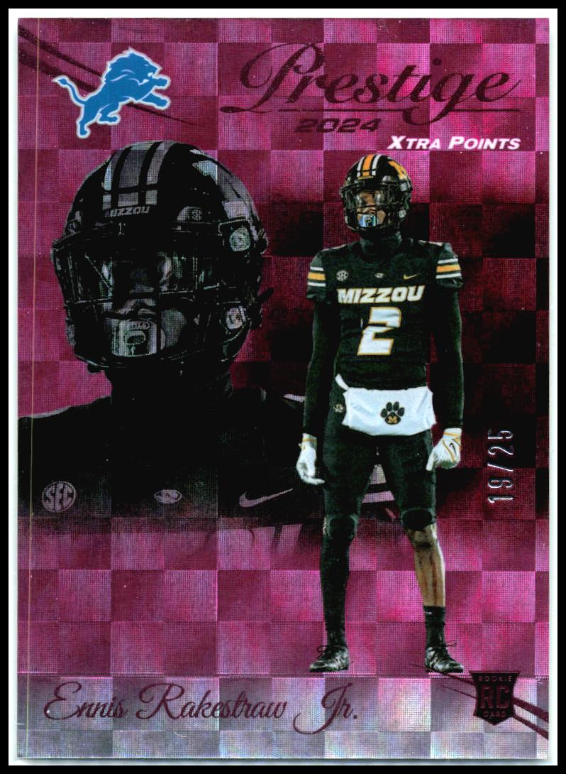 2024 Panini Prestige Xtra Points Pink #/25 #323 Ennis Rakestraw Rookie Lions