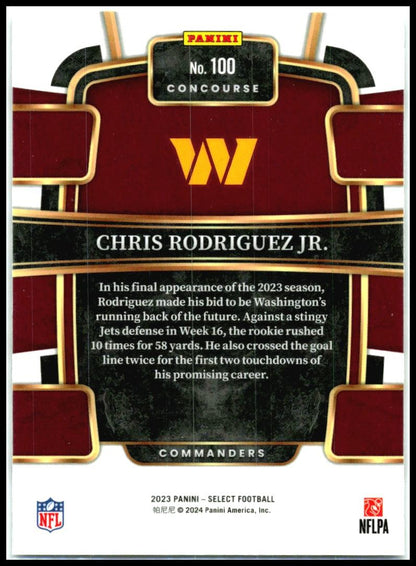 2023 Panini Select #100 Chris Rodriguez Jr. Rookie Washington Commanders
