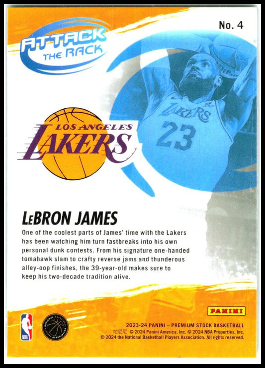 2023-24 Hoops Premium Stock Attack The Rack #4 Lebron James Los Angeles Lakers